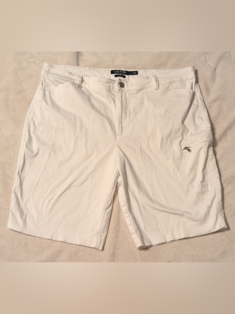❤️ Lauren Ralph Lauren 14 Womens White Cargo Shorts Casual (B5)